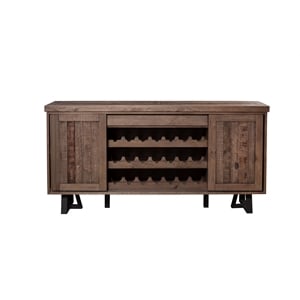 Pemberly Row Wood Dining Sideboard with Wine Holder in Natural-Black