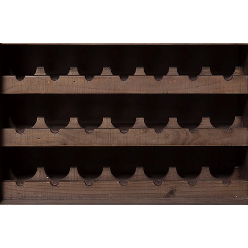 Pemberly Row Wood Dining Sideboard with Wine Holder in Natural-Black