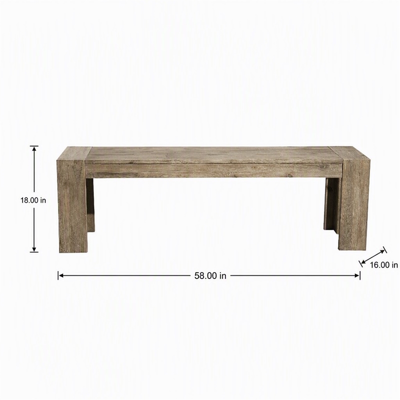 Pemberly Row Wood Dining Bench in Antique Natural Finish