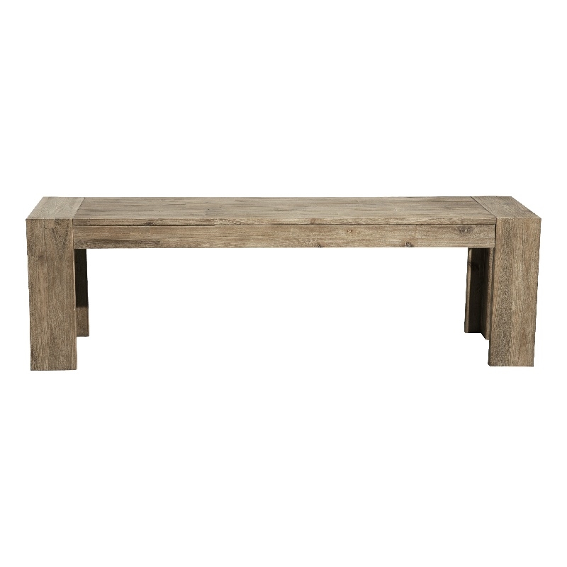 Pemberly Row Wood Dining Bench in Antique Natural Finish