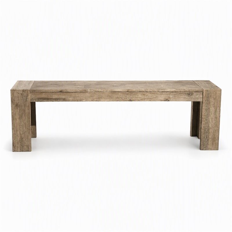 Pemberly Row Wood Dining Bench in Antique Natural Finish