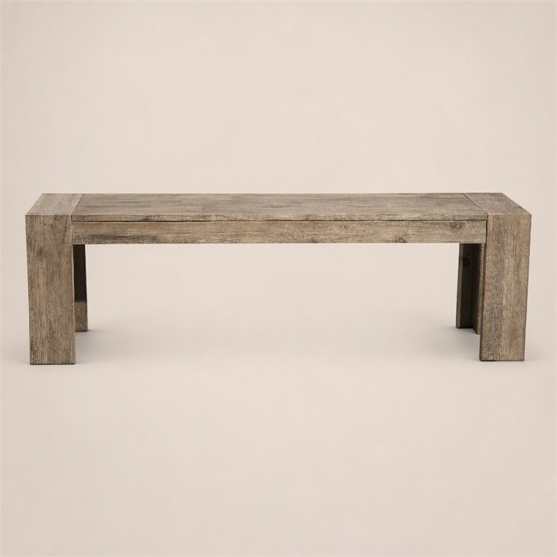 Pemberly Row Wood Dining Bench in Antique Natural Finish