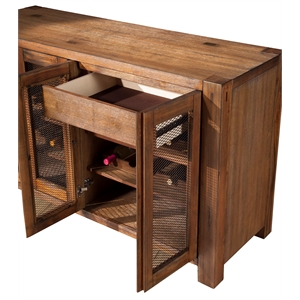 Pemberly Row Wood Sideboard-Console with Wine Storage in Natural Mahogany
