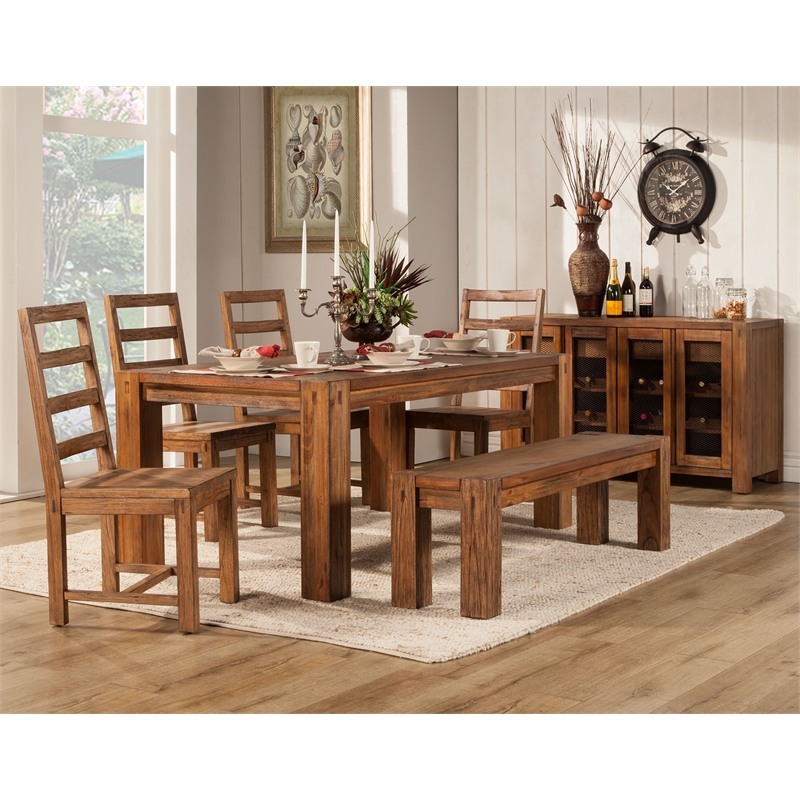 Pemberly Row Wood Sideboard-Console with Wine Storage in Natural Mahogany