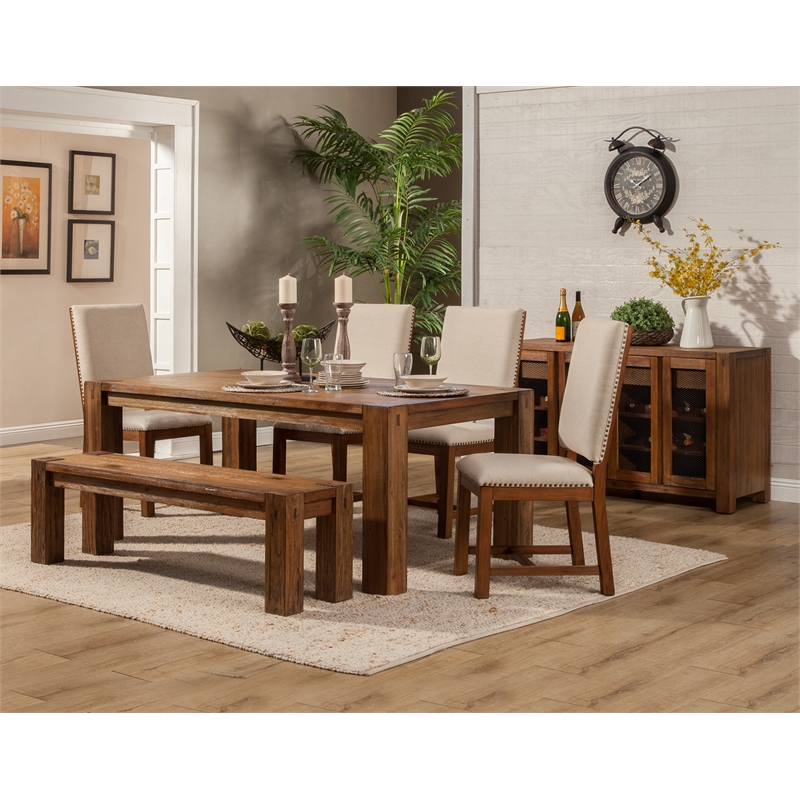 Pemberly Row Wood Sideboard-Console with Wine Storage in Natural Mahogany