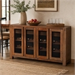 Pemberly Row Wood Sideboard-Console with Wine Storage in Natural Mahogany