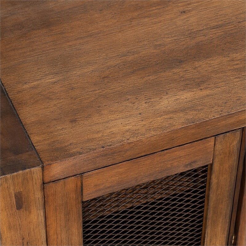 Pemberly Row Wood Sideboard-Console with Wine Storage in Natural Mahogany
