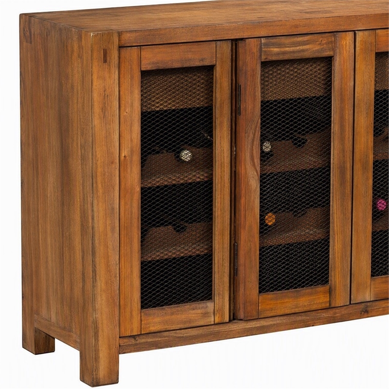 Pemberly Row Wood Sideboard-Console with Wine Storage in Natural Mahogany