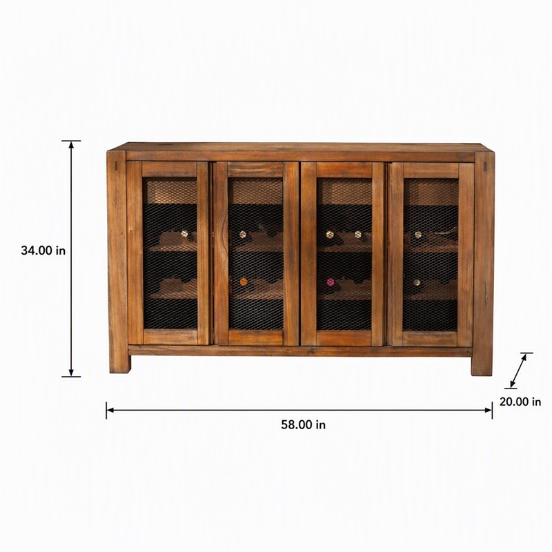 Pemberly Row Wood Sideboard-Console with Wine Storage in Natural Mahogany