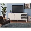 Pemberly Row Wood TV Console with Adjustable Shelves in White Finish