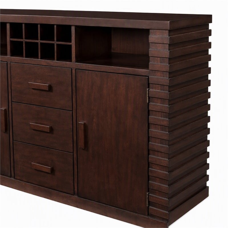 Pemberly Row Wood Dining Sideboard with Storage in Dark Espresso Finish