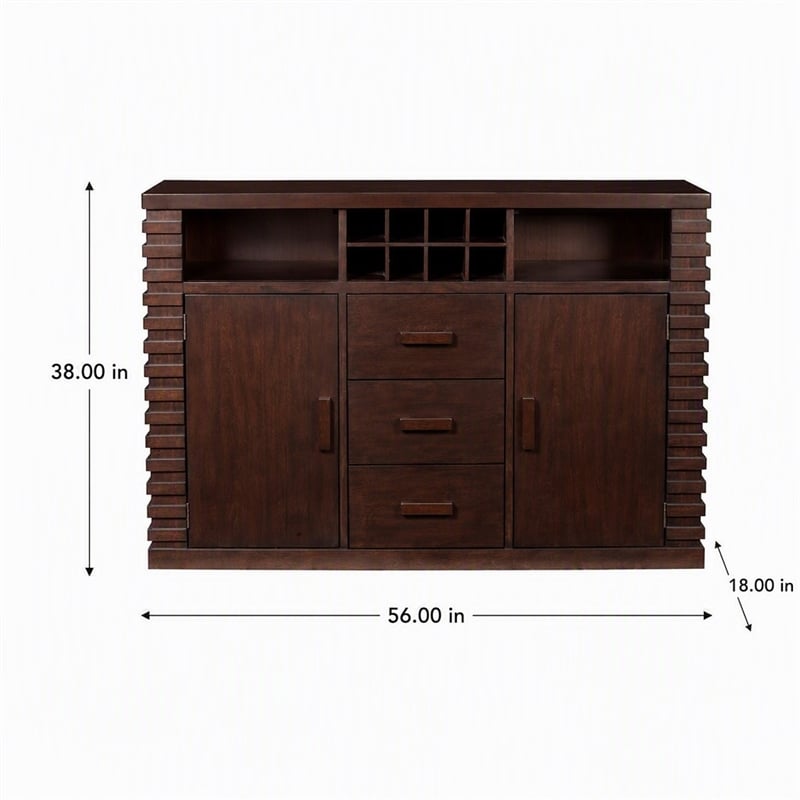 Pemberly Row Wood Dining Sideboard with Storage in Dark Espresso Finish