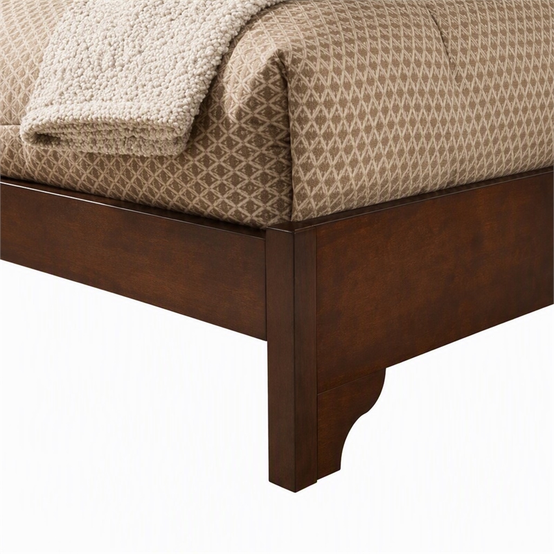 Pemberly Row Eastern King Wood Sleigh Bed in Cappuccino Brown Finish