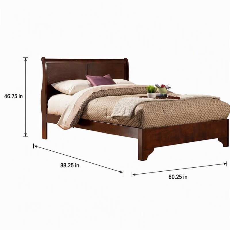 Pemberly Row Eastern King Wood Sleigh Bed in Cappuccino Brown Finish