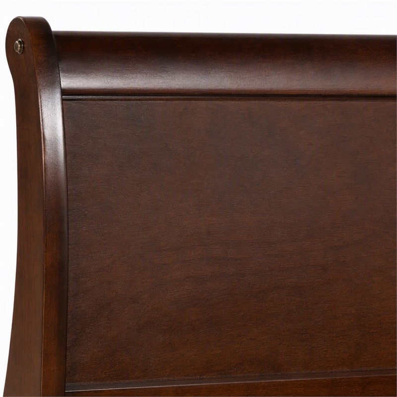 Pemberly Row Eastern King Wood Sleigh Bed in Cappuccino Brown Finish