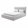 Pemberly Row California King Upholstered Platform Bed in Light Gray
