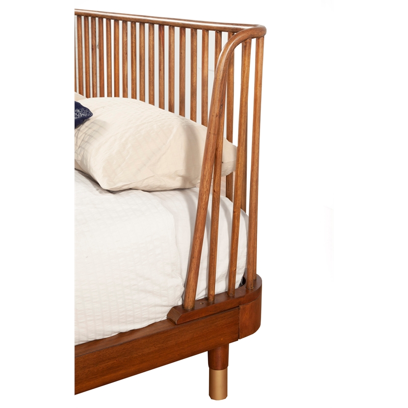 Pemberly Row Queen Wood Platform Bed in Dark Walnut Finish