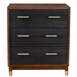 Pemberly Row 3 Drawer Chest in Two Tone Dark Walnut and Black Finish