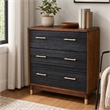 Pemberly Row 3 Drawer Chest in Two Tone Dark Walnut and Black Finish