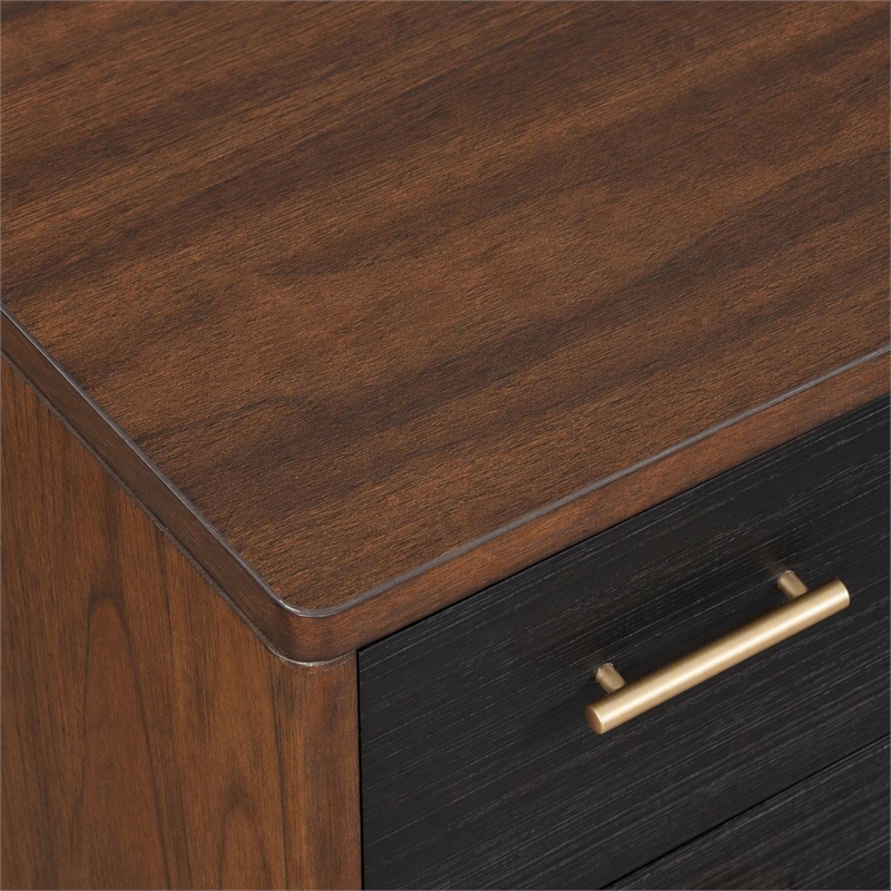 Pemberly Row 3 Drawer Chest in Two Tone Dark Walnut and Black Finish