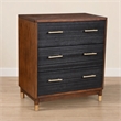 Pemberly Row 3 Drawer Chest in Two Tone Dark Walnut and Black Finish