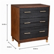 Pemberly Row 3 Drawer Chest in Two Tone Dark Walnut and Black Finish