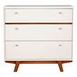 Pemberly Row 3 Drawer Wood Chest in White Finish with Acorn Accents