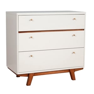 Pemberly Row 3 Drawer Wood Chest in White Finish with Acorn Accents