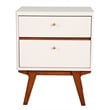Pemberly Row Two-Drawer Wood Nightstand White with Acorn Accents
