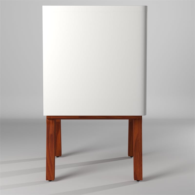 Pemberly Row Two-Drawer Wood Nightstand White with Acorn Accents