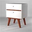 Pemberly Row Two-Drawer Wood Nightstand White with Acorn Accents