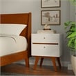 Pemberly Row Two-Drawer Wood Nightstand White with Acorn Accents