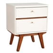Pemberly Row Two-Drawer Wood Nightstand White with Acorn Accents