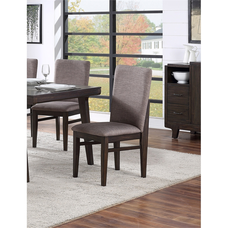 Pemberly Row Set of 2 Side Dining Chairs in Chocolate Brown Wood