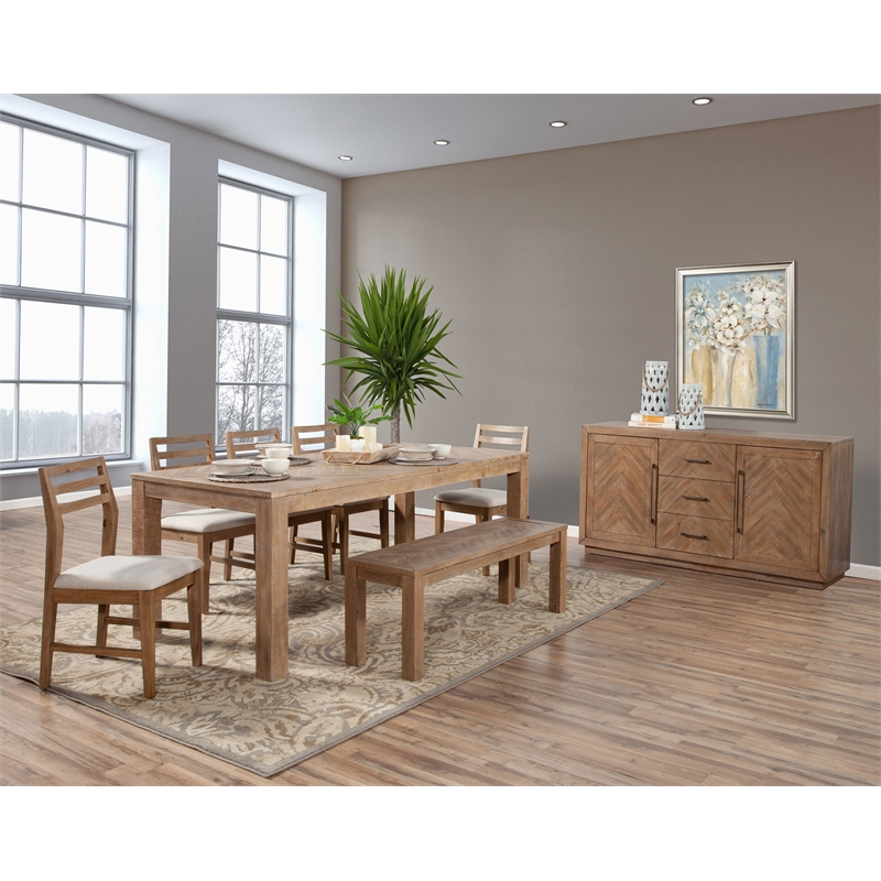 Pemberly Row Weathered Wood Sideboard with Chevron Pattern Front