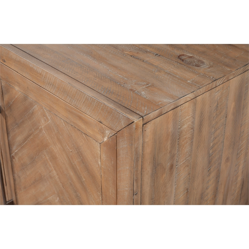 Pemberly Row Weathered Wood Sideboard with Chevron Pattern Front