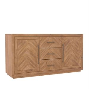 Pemberly Row Weathered Wood Sideboard with Chevron Pattern Front