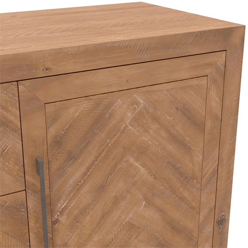 Pemberly Row Weathered Wood Sideboard with Chevron Pattern Front
