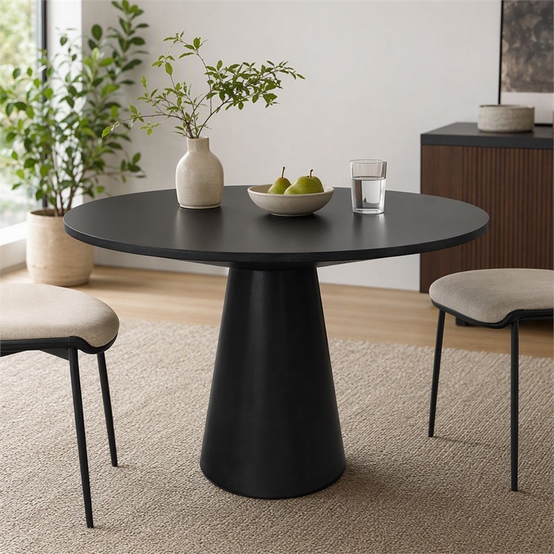 Pemberly Row Round Counter Height Table in Vintage Black Wood