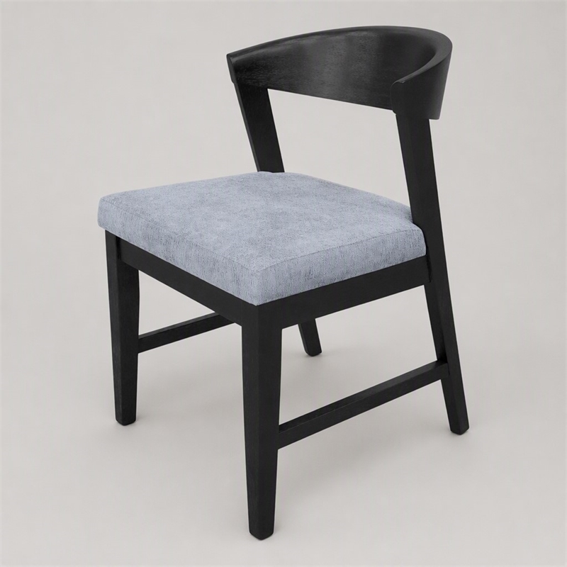 Pemberly Row Dining Chairs Set of 2 in Rubberwood Vintage Black