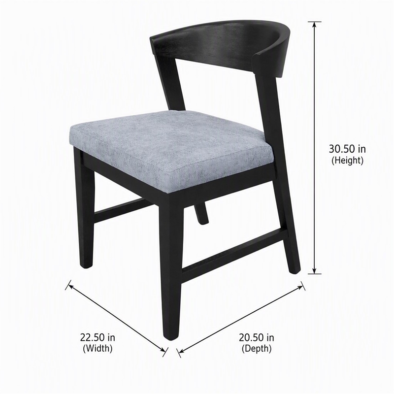 Pemberly Row Dining Chairs Set of 2 in Rubberwood Vintage Black