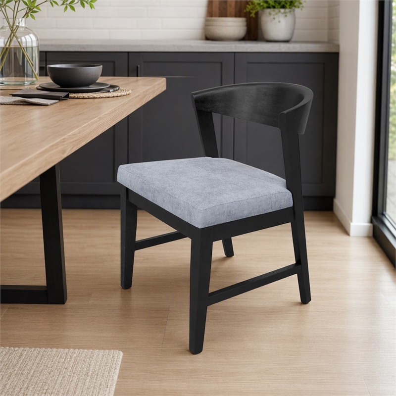 Pemberly Row Dining Chairs Set of 2 in Rubberwood Vintage Black