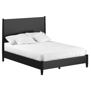Pemberly Row Mid-Century Mahogany King Panel Bed in Black Wood Finish