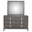 Pemberly Row Wood Bedroom Mirror with Beveled Glass in Dark Gray