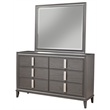 Pemberly Row Wood Bedroom Mirror with Beveled Glass in Dark Gray