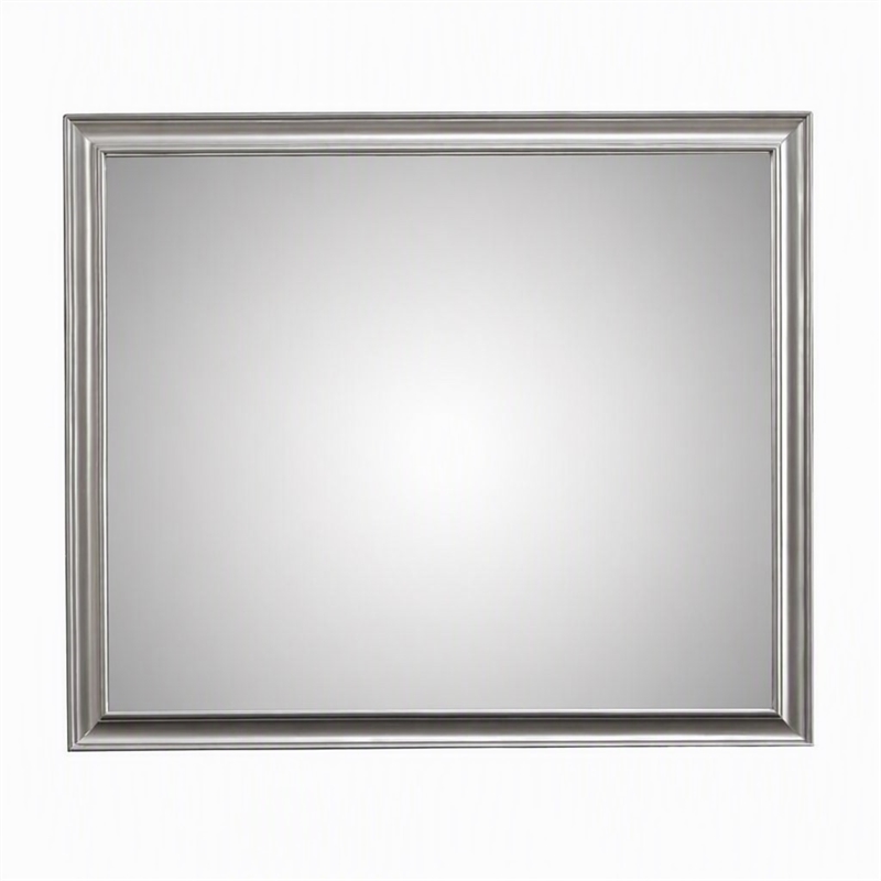 Pemberly Row Wood Bedroom Mirror with Beveled Glass in Dark Gray