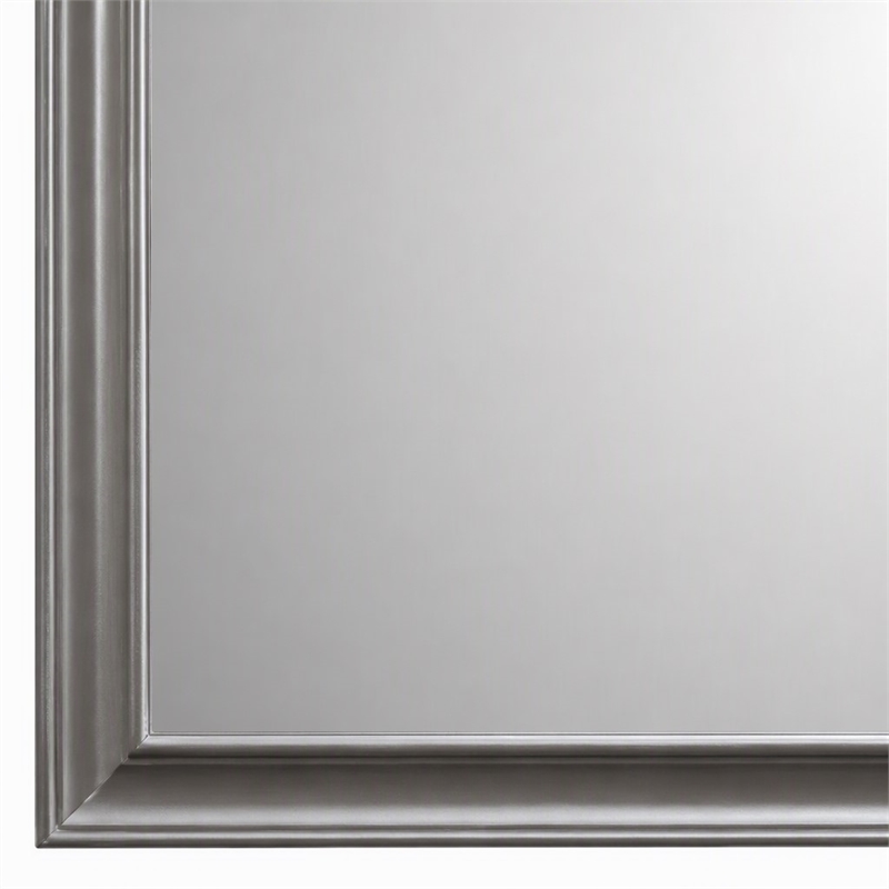Pemberly Row Wood Bedroom Mirror with Beveled Glass in Dark Gray