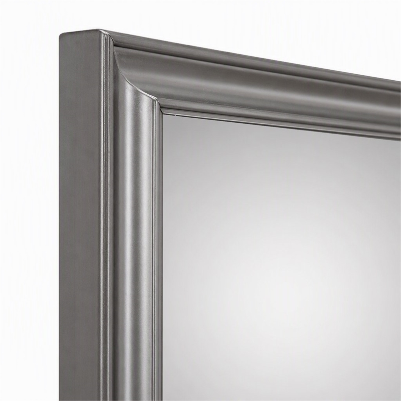 Pemberly Row Wood Bedroom Mirror with Beveled Glass in Dark Gray