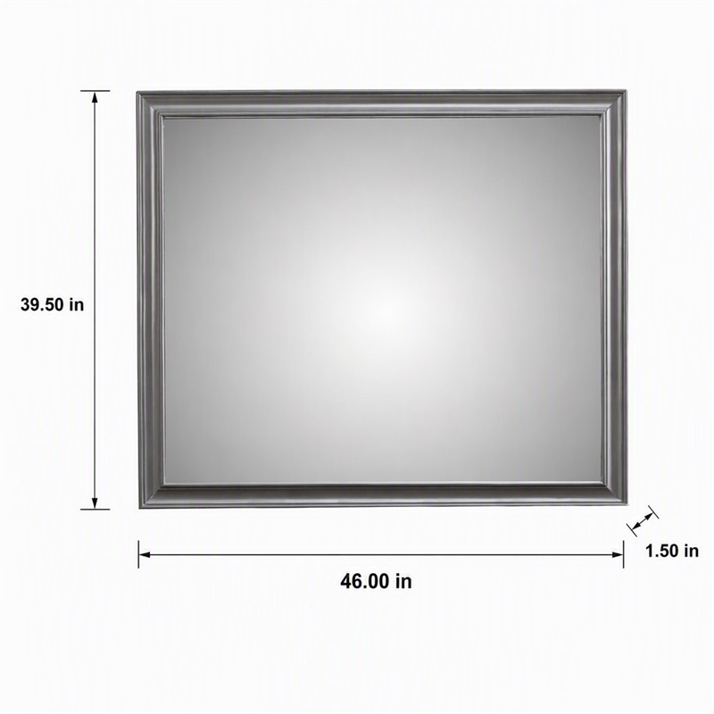 Pemberly Row Wood Bedroom Mirror with Beveled Glass in Dark Gray