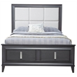 Pemberly Row King Storage Platform Bed with Cream Headboard in Dark Gray